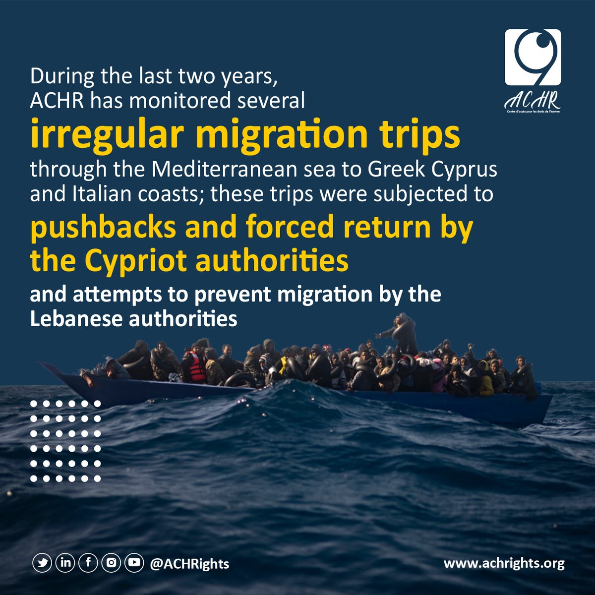 ACHRights's tweet photo. #Refugees are living with an unbearable human tragedy, even as they try to safer places. Any solutions to protect the safety and dignity of what’s left of the refugees’ lives? 
#Together_for_human_rights #irregular_migration #Lebanon #Beirut https://t.co/qxDqEhaFqo