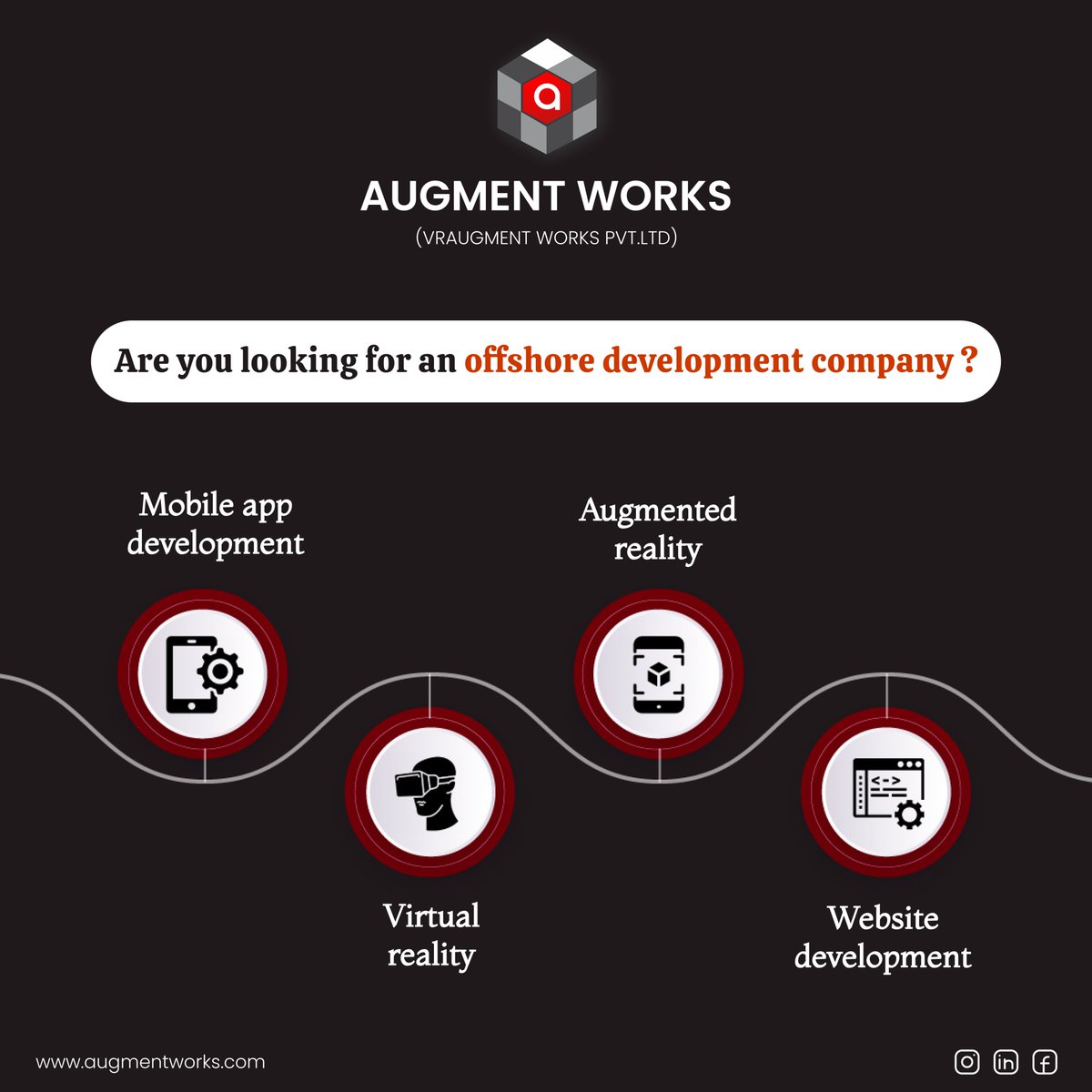 AugmentWorks123's tweet photo. Looking for an offshore development company?
The best offshore development company in Pune | #AugmentWorks
For any support on your web development, Mobile app development, Augmented reality, Or virtual reality please contact https://t.co/59XmtPEkPx
#Developmentcompany https://t.co/ji2N2k5iWb