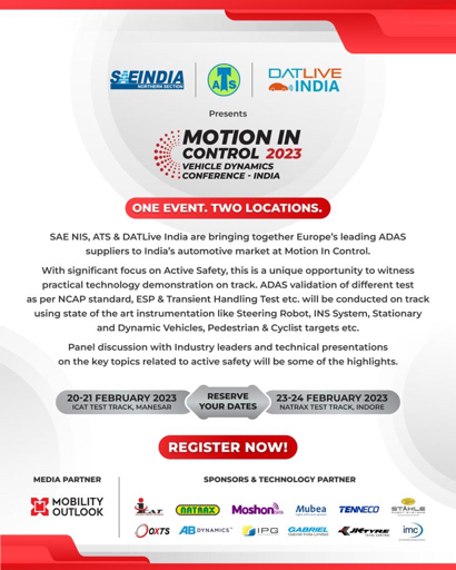 3 days to go! Agenda for Motion in Control 2023 at iCAT Test Track confirmed!

View here: linkedin.com/feed/update/ur…

For more information, email contact@driverassist.tech

#SAENIS #MoshonData #DATLiveIndia #DAT
#DriverAssistTech #AssistedDriving #DriverAssistance  #ADAS #BharatNCAP