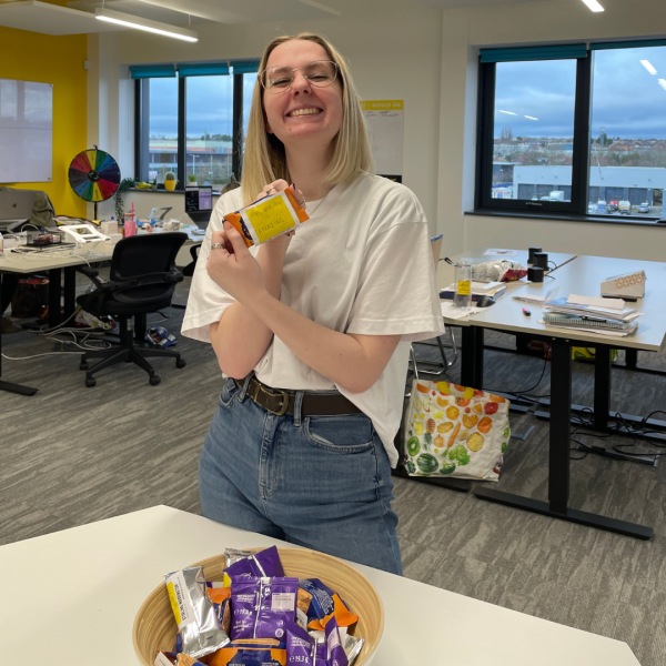SWRecruitm's tweet photo. Chloe really went all out for #randomactsofkindnessday  
She brought in some snacks; each had its own little #motivational quote. Hannah Kirk was very happy with hers! To see the team's reaction to this little surprise, check out our TikTok or Instagram account. #recruitment https://t.co/GLAAbi1a1r