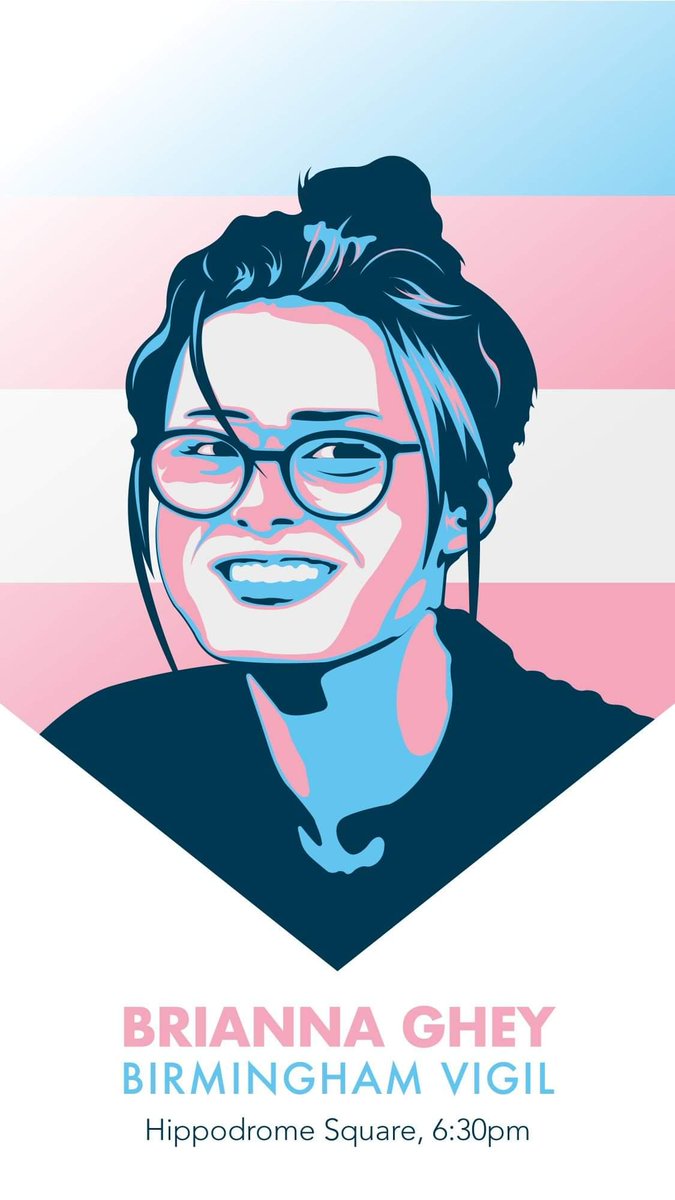 TODAY:
♀️ #Birmingham vigil for Brianna Ghey 🏳️‍⚧️
📍 Hippodrome Square (outside the Hippodrome theatre), Hurst Street, Gay Village
🕡 6:30pm | Friday 17 February

#SayHerName 🏳️‍⚧️🌟