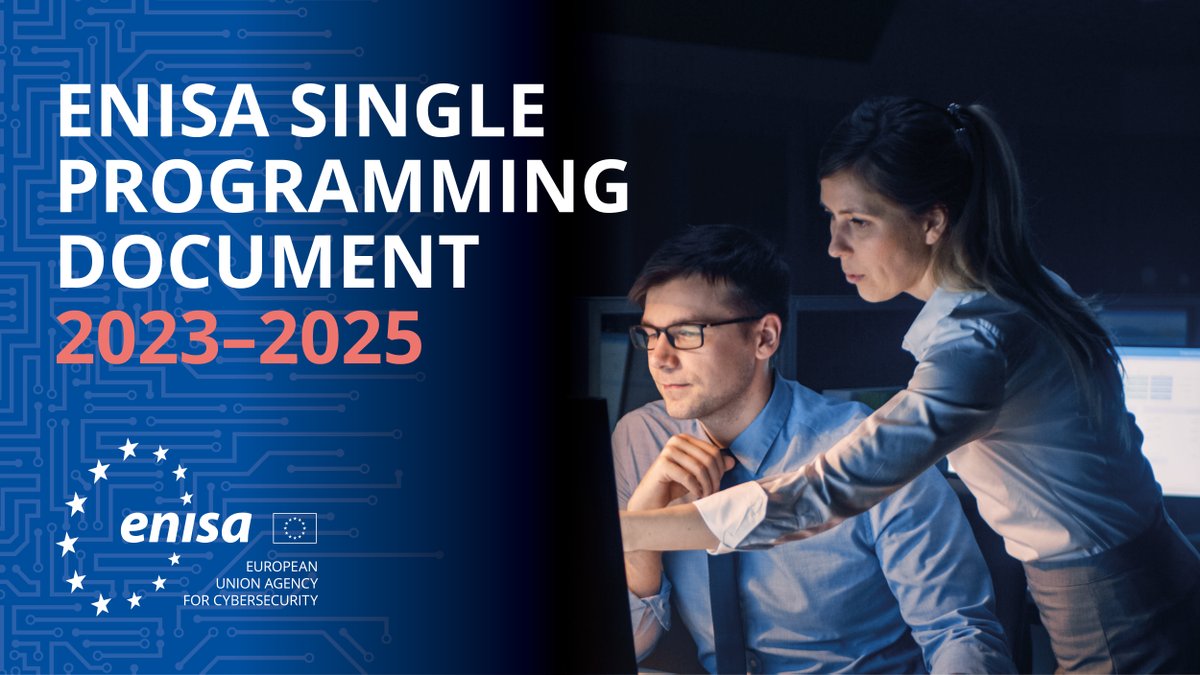 The #ENISA Single Programming Document (SPD) 2023-2025 is out.

It's the document that sets out the Agency’s priorities and the annual work programme.

Available 👉europa.eu/!Wp6d9P #EUcybersecurity
