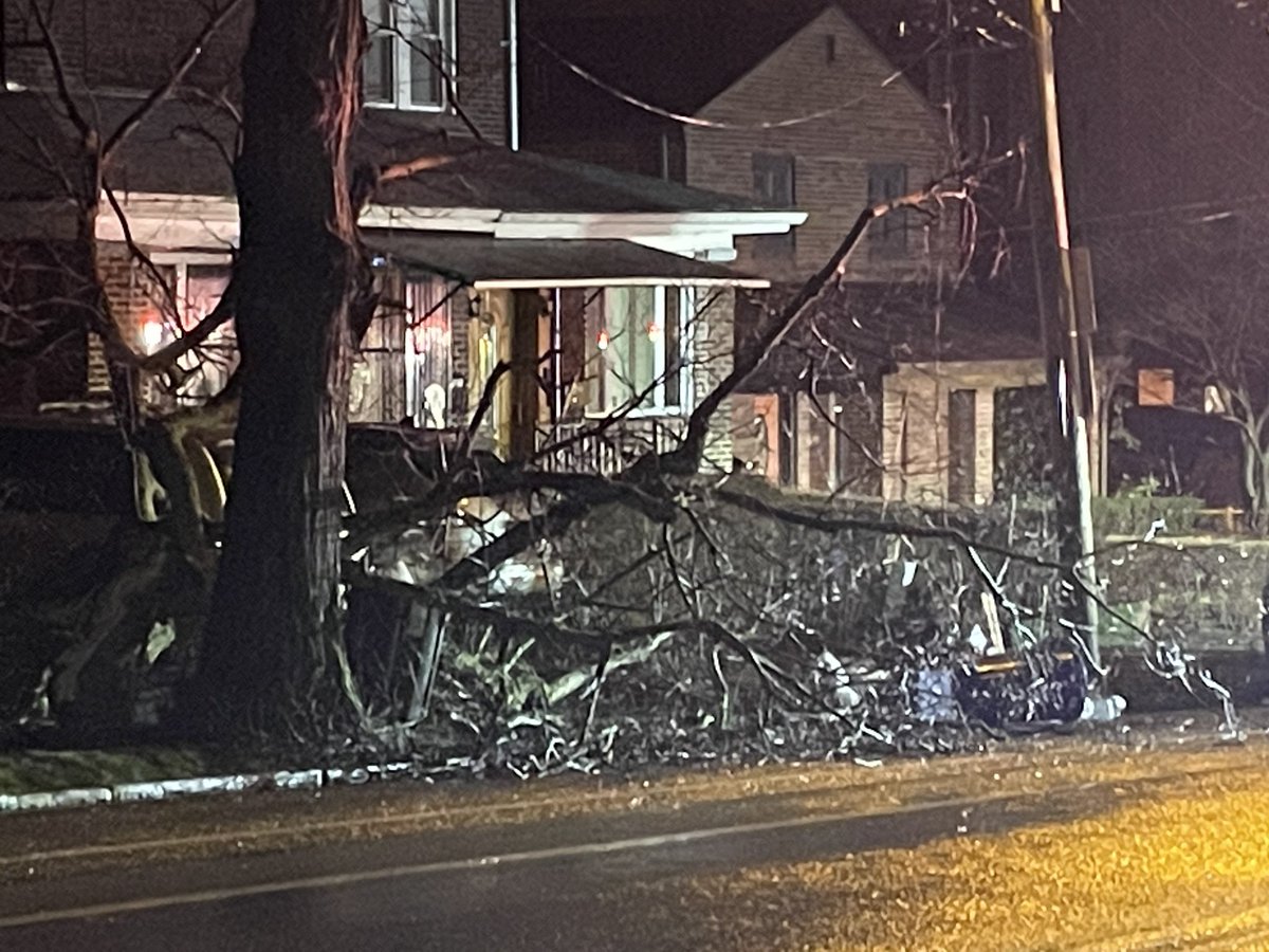 WPXITraffic's tweet photo. DOWNED TREE and WIRES along Beechwood Boulevard in the area Phillips Avenue - not too far from Blue Slide Park. No lanes are blocked at this time. #WPXI #WPXITraffic https://t.co/ShUIcdVkiB