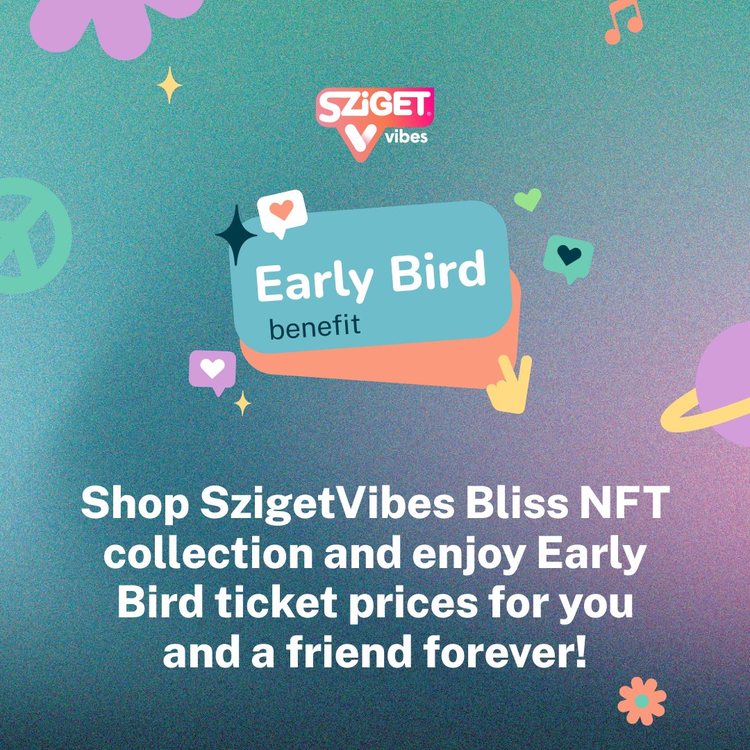 Missed your chance to get Early Bird Tickets? We got you! 🫶

Check out the limited-edition Bliss artworks by Tim King, collect your favorite memories and enjoy the benefits, such as Early Bird prices forever! ▶ nimi.live/pages/szigetvi…

#SzigetVibes #szigetfestival #Sziget2023