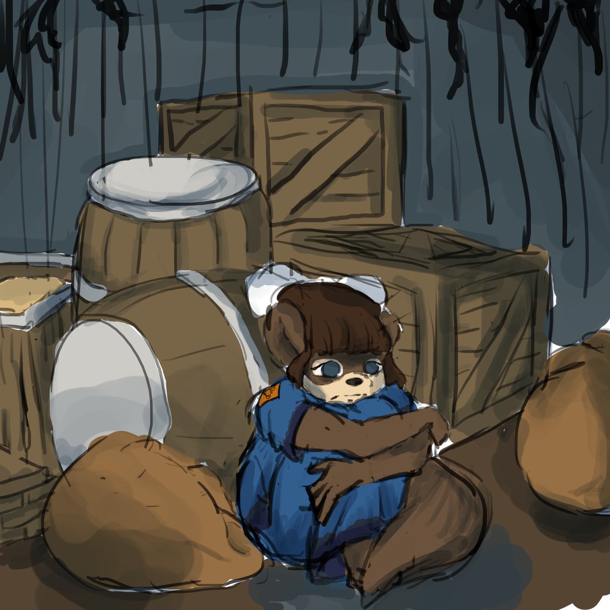 Stuck at sea for the very first time and chronically sea sick, Xiaoshu Riverlily was found lodged and traumatised between the fish and grain barrels many hours after the ship had already docked in Orgrimmar. 
#pandaren #worldofwarcraft #wowart #dragonflight #wowoc