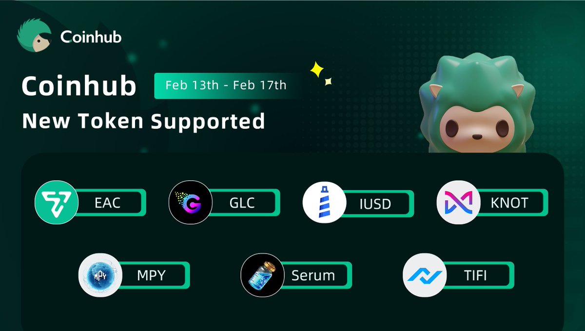 Coinhub_Wallet's tweet photo. Feb 13th - Feb 17th: New #Tokens listed on #Coinhub this week.
#CoinhubWallet is a user-friendly multi-chain wallet. Your gateway to #Web3.
📥https://t.co/UTQO44olgT
@GlieseCoin2050
@TiFiToken
@Karmaverse_io
@Karmaverse_io
@Metaplanetary1
@EAcoin_EAC
@ItomUsd https://t.co/4pyPpQiQD1