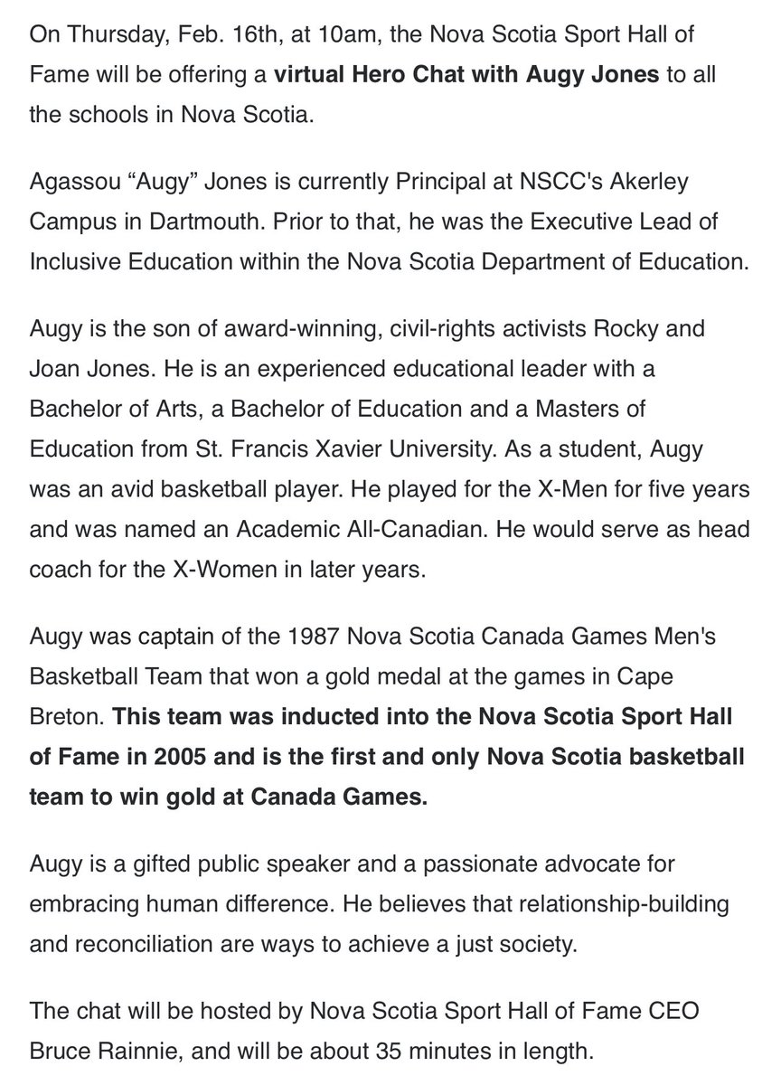 Students in Grade 4-6 tuned into NSSHF Hero Chat with Augy Jones yesterday! #AfricanHeritageMonth