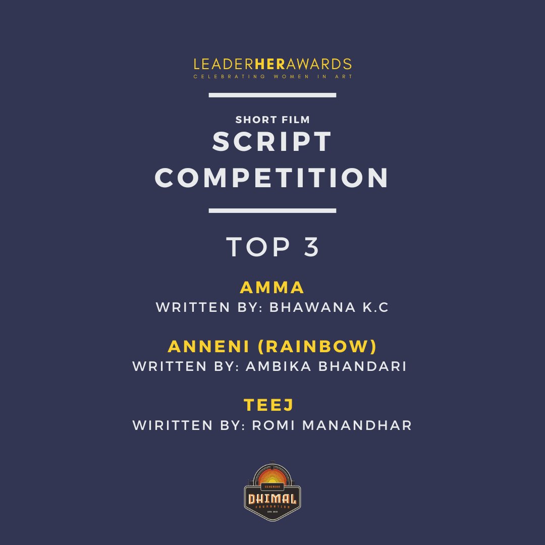 GehendraF's tweet photo. Winners of Script Competition. 

Congratulation to the Three winners of the script competitions and Thank you to all the participants in the competition. The management and jury have to go through a lot of deliberation, and discussions to come to a conclusion. https://t.co/WUXrqTQNHE