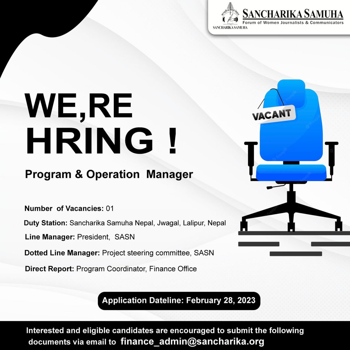 Join our team! We are actively looking for a Program and Operation Manager to work alongside our President and lead our team towards achieving results through effective program and overall operation management.
Apply now! Link jobsnepal.com/program-operat…