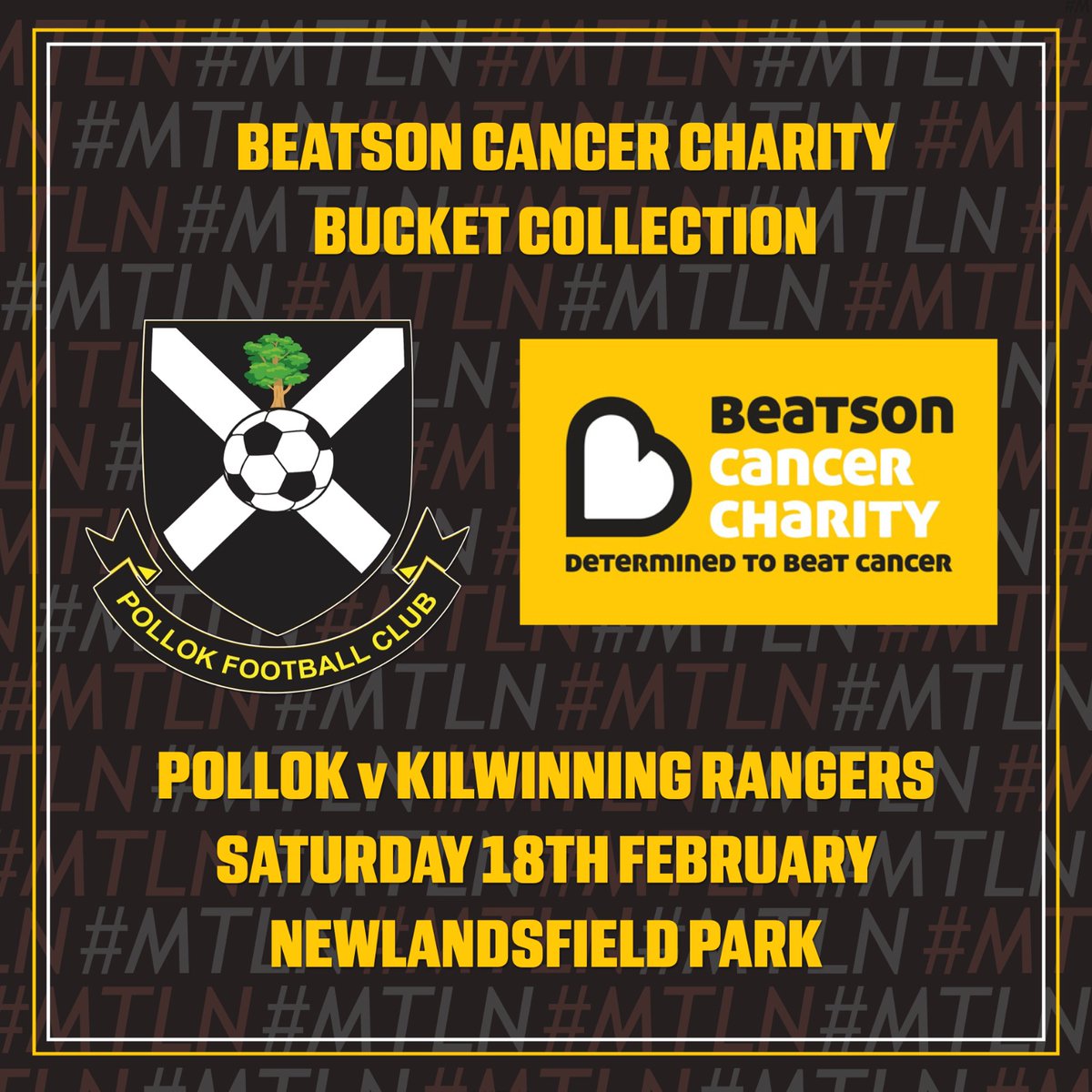 Tomorrow is matchday!

⚔️ Pollok vs Kilwinning Rangers
🏟 Newlandsfield Park
🗓 Saturday 18th February 
⏰ 14:00
🎟£9/£5
🪣Collection for Beatson Cancer Charity 

Tickets available via fanbase👇
app.fanbaseclub.com/Fan/Tickets/Se…