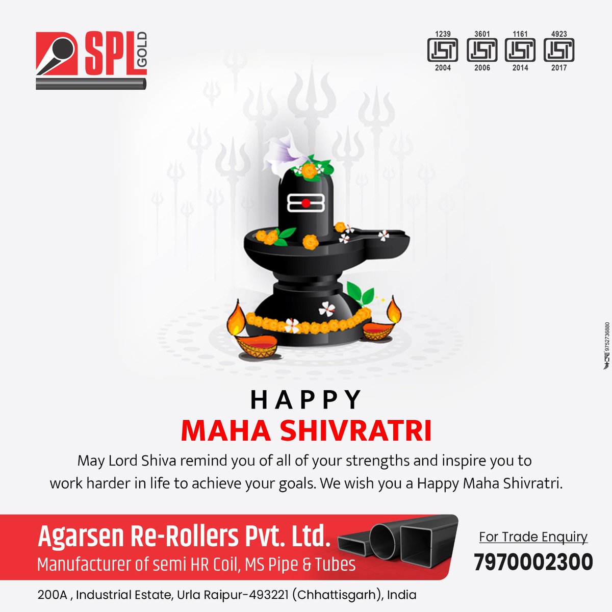 Splgoldpipe's tweet photo. May Lord Shiva remind you of all of your strengths and inspire you to work harder in life to achieve your goals. We wish you a Happy Maha Shivratri.
#pipes #Tube #mspipes #MSTubes #quality #strong #Durability #customersfirst #shiva #mahashivratri2023 #bholenath #MahaShivaratri https://t.co/XO4yAU7F11