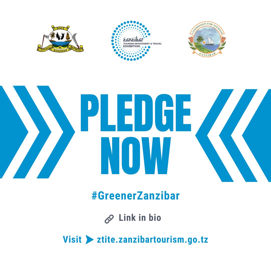 Let's make a pledge to promote sustainable tourism in Zanzibar. Read up on sustainable practices and take action today!💪
Pledge Now >bit.ly/3k3gj26 
#GreenerZanzibar #SustainableTourismInZanzibar #ReadForChange #SustainabilityMatters
