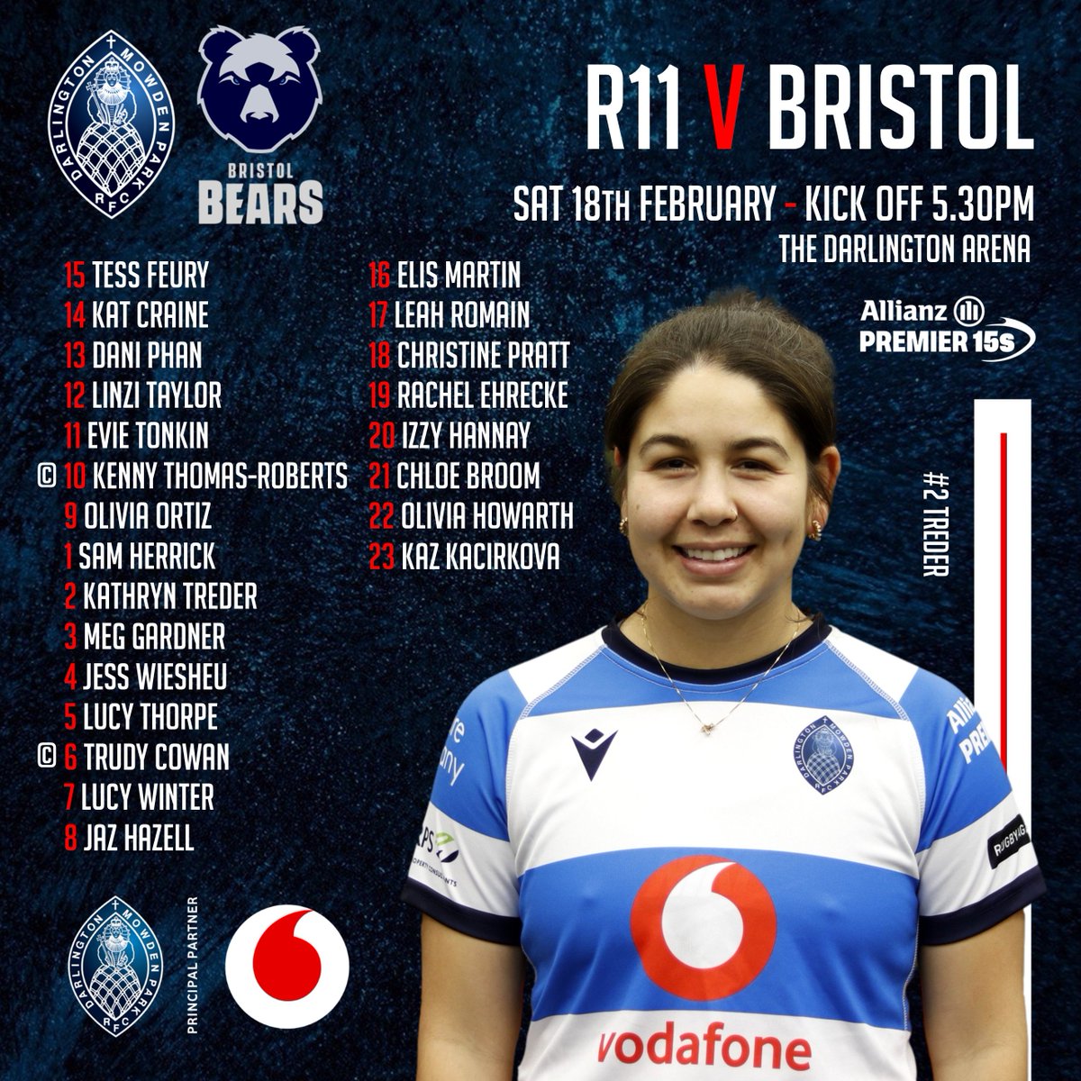 DMP_Sharks's tweet photo. 🦈 TEAM NEWS 🦈

Here's your Sharks lineup for Saturday's home game against @BristolBearsW!

🎫 Tickets 👉 https://t.co/rTdYfTU08R

#LikeAShark #Premier15s https://t.co/G3FjjI5RVK