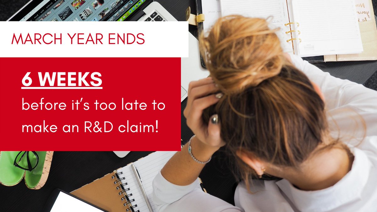 Have a client with a MARCH Year End?

They have JUST 6 WEEKS to make an R&amp;D claim.

Miss it, and they’ll lose their claim.

Don’t wait, act now.

 #accountingandaccountants #uksmallbusiness #uktax
