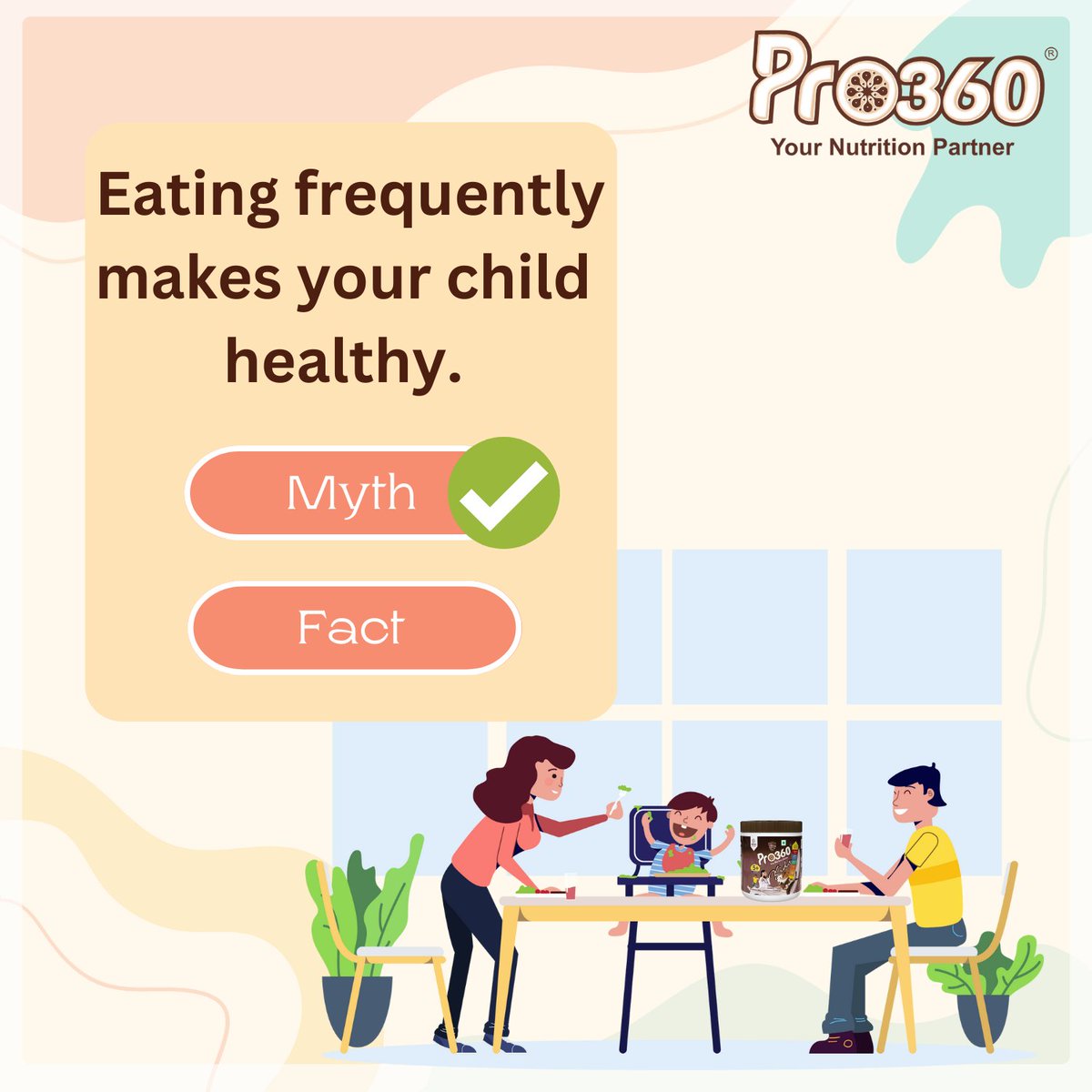IndiaPro360's tweet photo. Most Indian parents think they should feed their child frequently to make them healthy. Well, we are here to tell you that’s a myth!
Swipe to know the fact 👉🏻
#healthykids #kidsnutrition #growingkids #kidsprotein #protein #proteinshake #nutritionalsupplements #pro360india https://t.co/GpOOtsGlf0