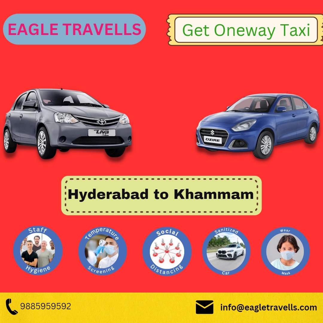 Affordable and comfortable one-way services from Hyderabad to Khammam with Eagle Travells. Well-maintained cars and experienced drivers ensure a hassle-free, safe and timely journey. Book now for a stress-free travel experience!