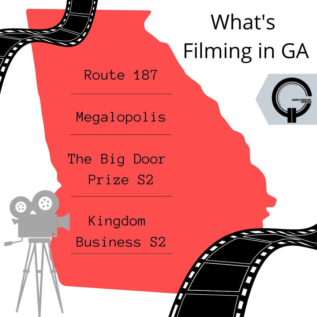 GA_Production's tweet photo. What's Filming in Georgia? Here are just a few of the exciting film projects happening in Georgia right now! Click here to become a GPP member https://t.co/7Q3XiF0Yis #gafilmmakers #atlantafilms #gafilm #atlwood #GPPmembership #GPP #GAfilmtaxincentive #filmstudio https://t.co/SoAHnclycm