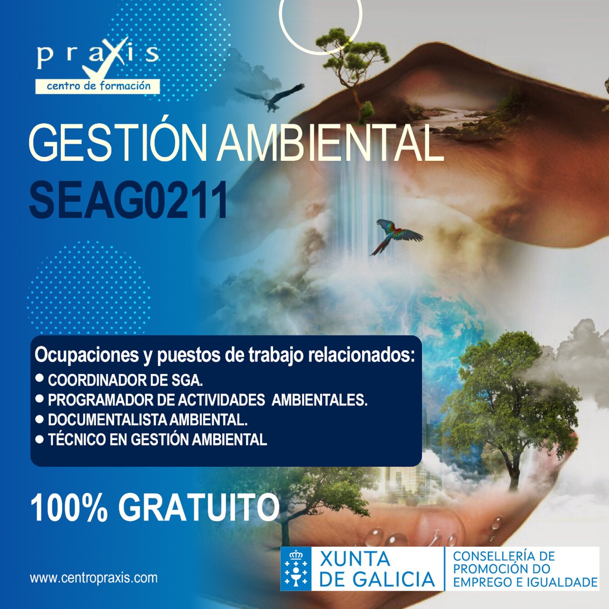 GRAN OPORTUNIDAD👀 Fórmate de manera 100% GRATUITA y presencial en A Coruña. 

#GestiónAmbiental #SEAG0211 #XuntadeGalicia #formación #formaciongestionambiental #centrodeformacionpraxis #formacionpraxis #subvencionxuntadegalicia #desempleados #tecnicomedioambiental