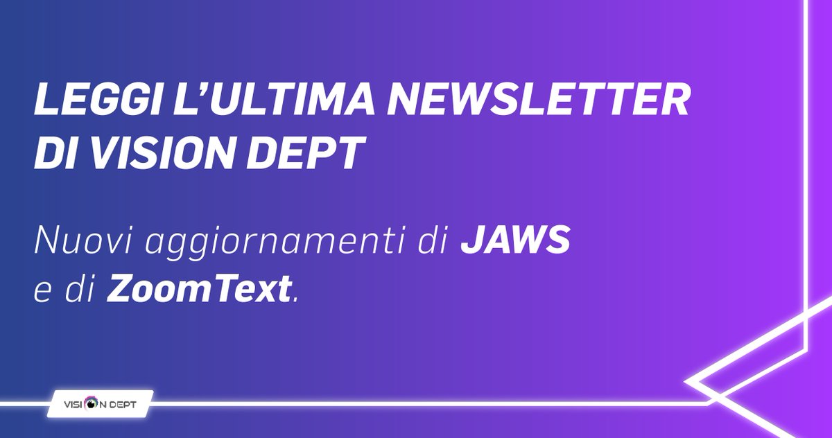 visiondept1's tweet photo. JAWS e ZoomText 2023, nuova build. - leggi tutte le novità nella nostra newsletter https://t.co/rsOc3QyXeb https://t.co/buo2srqnk5