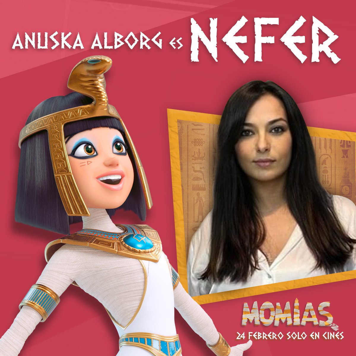 WarnerBrosSpain's tweet photo. No queda nada para que conozcas a Thut y Nefer pero, de momento, te vamos presentando al actor y la actriz de doblaje que les dan voz, @BarberanOscar y @AnuskaAlborg  #Momias 24 de febrero, solo en cines. https://t.co/bVeb421fDU