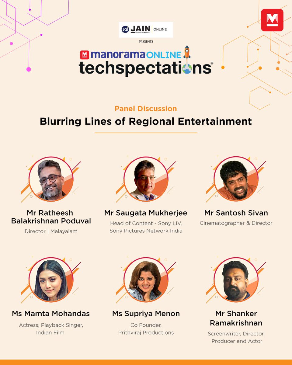 manoramaonline's tweet image. പ്രാദേശിക അതിരുകൾ മായുന്ന വിനോദലോകം (Blurring Lines of Regional Entertainment) എന്ന വിഷയത്തിൽ പാനൽ ചർച്ച ആരംഭിക്കുന്നു..

#Techspectations2023 #digitalsummit #ManoramaOnline #SantoshSivan #SaugataMukherjee #SupriyaMenon #MamtaMohandas #RatheeshBalakrishnan