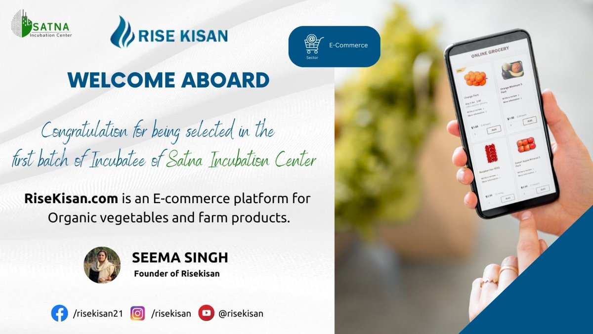 sicsatna's tweet photo. #FirstBatch #SIC #Startup 

Congratulations team @RISE KISAN for being selected in the first batch of Satna Smart City Incubation Centre. 

We are looking forward to working with you and helping you succeed in your startup journey!

Best wishes and welcome aboard! 

 #SICSATNA https://t.co/JIPE4GCeeq