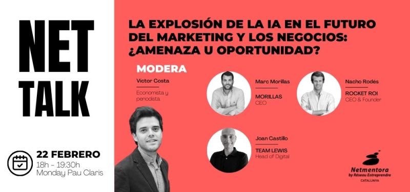 El próximo 22 de febrero a las 18h @jotaCastillu, Head of Digital en TEAM LEWIS, participará en la mesa redonda 🚀NETtalk: La explosión de la #IA en el futuro del #marketing y los negocios: ¿amenaza u oportunidad? Regístrate gratis aquí 👉 bit.ly/3XDpJ20