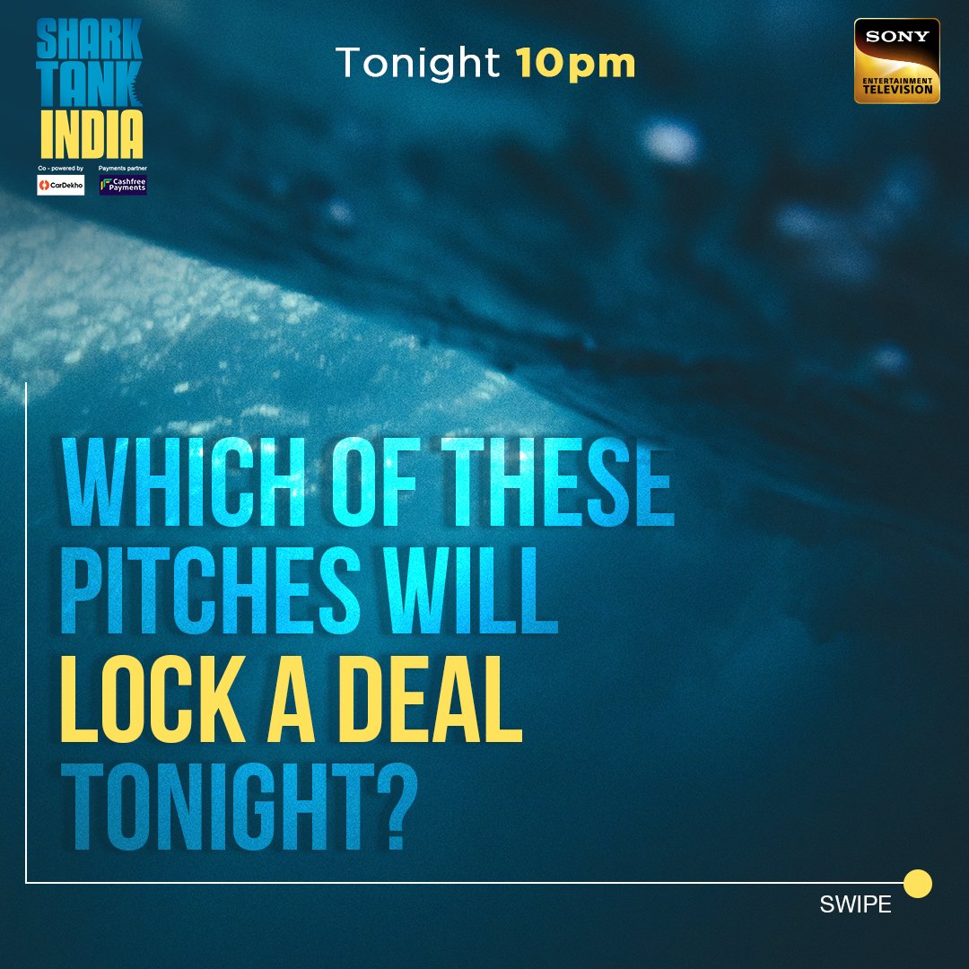 SonyTV's tweet photo. Will #Medulance, #Bowled.io, #Toyshine and #Cakelicious, with their innovative ideas and memorable pitches, seal a deal today?
Don't forget to tune into #SharkTankIndia Season 2, tonight at 10 pm on Sony Entertainment Television & Sony LIV. https://t.co/s8LfejOxIB