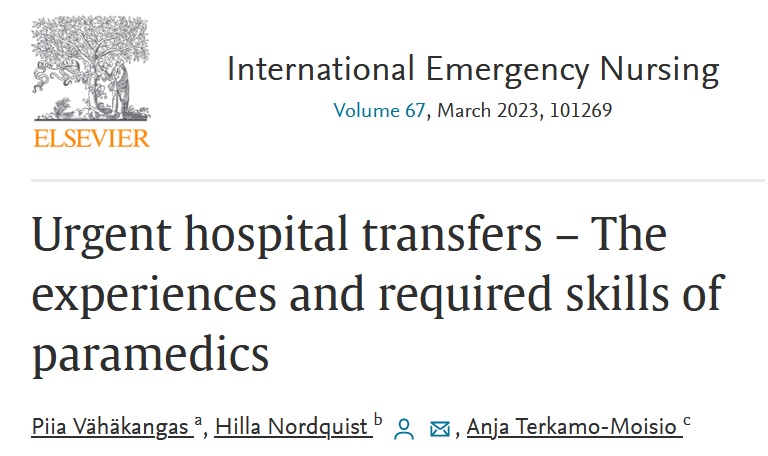 Tuoretta tietoa ensihoitajien kokemuksista kiireellisistä sairaalasiirroista ja niihin liittyvästä osaamisesta. authors.elsevier.com/sd/article/S17…