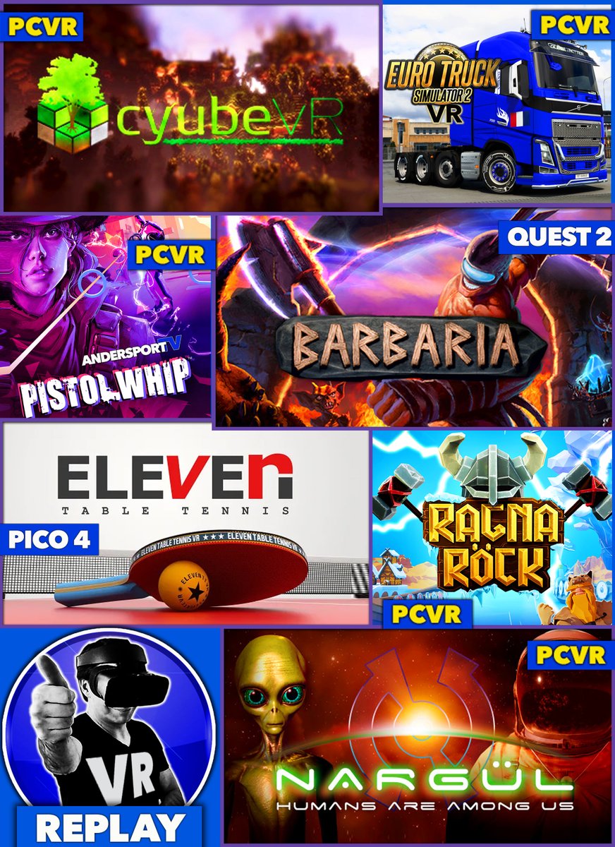 virtualgo34's tweet photo. 📣 Oyez Oyez ! ⏰ LE RECAP de la SEMAINE
🟢 Mes Réseaux : https://t.co/7Fa3N7J5zX
Bon week-end !
#twitch #twitchfr #youtube #vr #VirtualReality #realitevirtuelle #quest2 #pico4 #valveindex
#ElevenTableTennis #CyubeVR #BarbariaVR #RagnarockVR #PistolWhip #Ets2VR #nargulvr https://t.co/OulXzOlZH2
