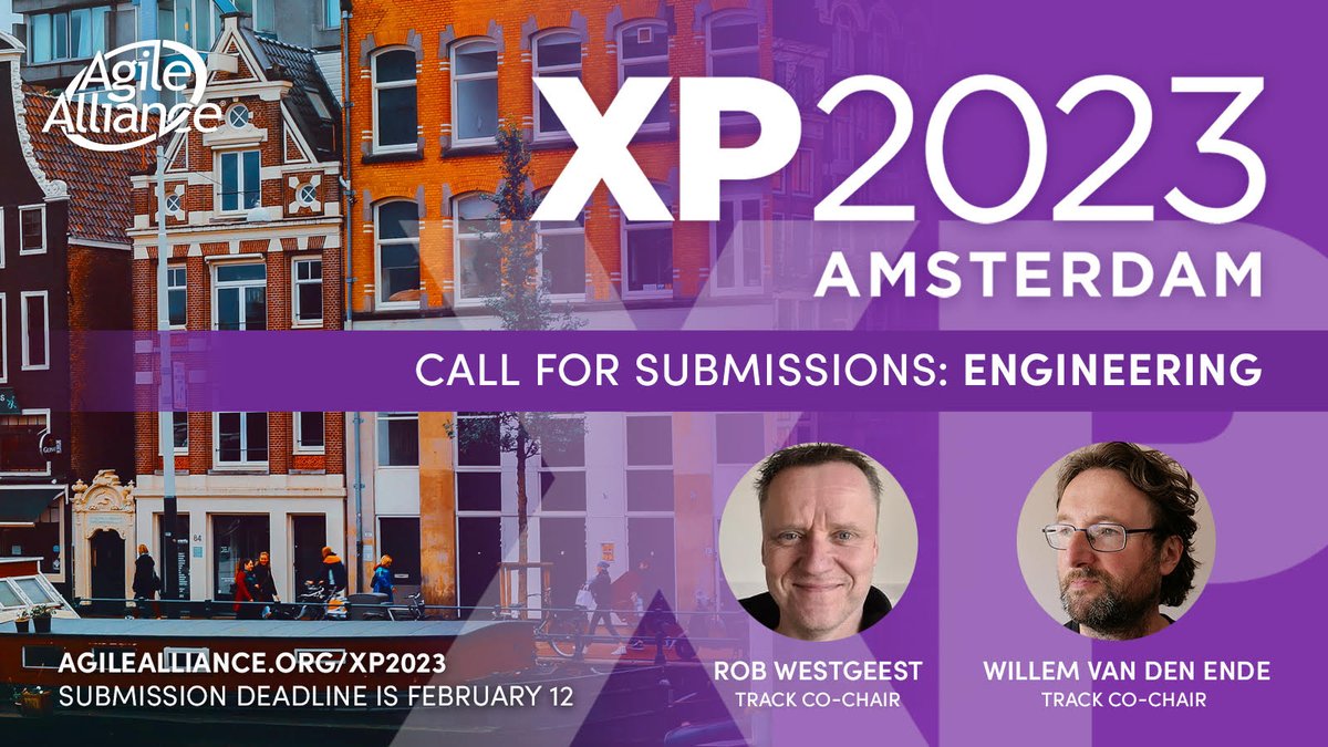 Only 3 days left to submit your proposal for the #XP2023 Conference in Amsterdam 🇳🇱 June 13-16 🎉 👉 Submission deadline Feb 19! with <a href="/westghost/">Rob Westgeest</a> and Willem van den Ende and the <a href="/AgileAlliance/">Agile Alliance</a> 
Submit your session now! lnkd.in/eYMVncqs