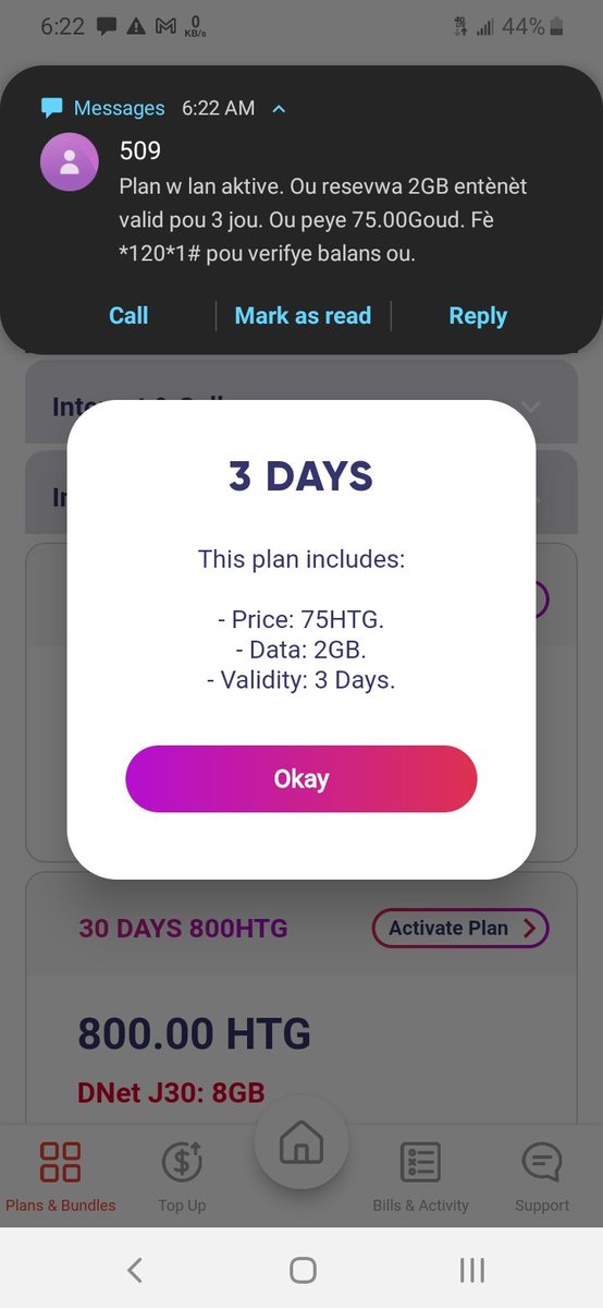 CadetHercul's tweet photo. @DigicelTT @ConatelHT sa resi trop atò digicel t konn bay 3.5 gigabyte pou 3 jou kounya li bay de pou menm pri a sanl pa avize kliyan. Ayiti se pou nou fè sa nou vle https://t.co/O98E7oS4f2