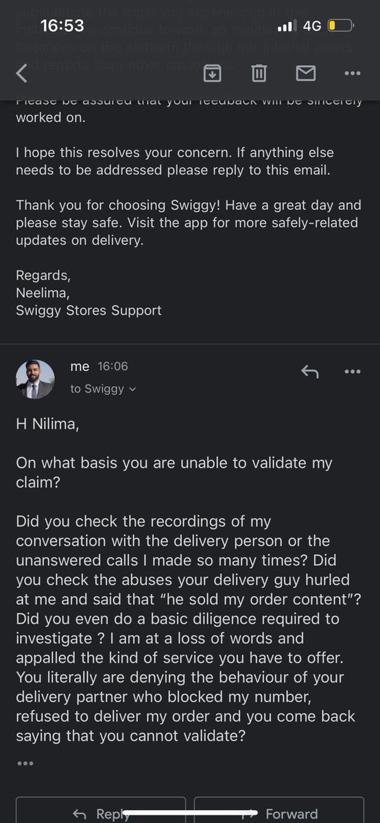 notyourgeisha's tweet photo. @Swiggy @SwiggyCares absolutely disgusted by the kind of delivery partners you have but rather more shocked at the Bot behaviour of your customer care. My order id, last digit 22865, was marked delivered by your delivery partner but when I tried to contact him, he didn’t pick up https://t.co/GQb3bqSbOX
