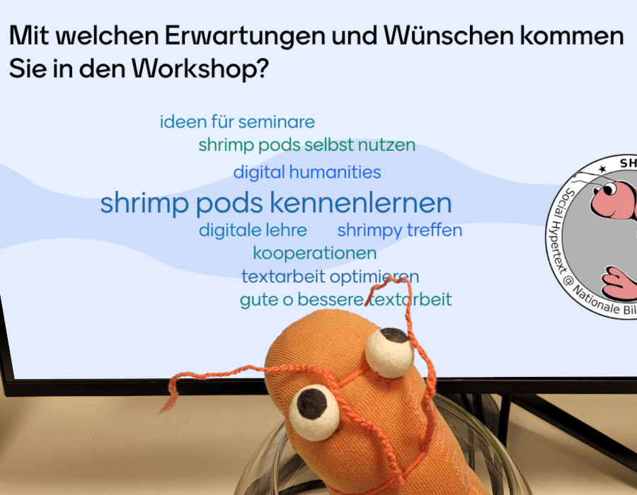projektshrimp's tweet photo. Ab nächster Woche gehen unsere Workshops zu #SocialHypertext und #SHRIMP_PODS in der Hochschullehre weiter. Shrimpy freut sich schon und liebt natürlich Daten. #LoveDataWeek🧡 #projektSHRIMP #digitaleLehre #digitalhumanities #digitaleducation #elearning #digitaleHochschule https://t.co/pAaRDv0kYp
