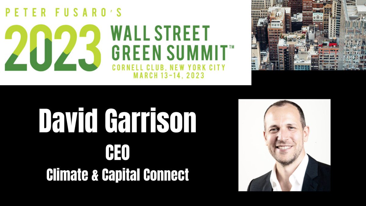 Join <a href="/DavidCGarrison/">David Garrison</a> as he moderates Session 4 of the 2023 #WallStreetGreenSummit — Decarbonization and CarbonTech 2.0. 

David Garrison is the CEO, <a href="/ClimateandCap/">Climate & Capital Media</a> Connect.