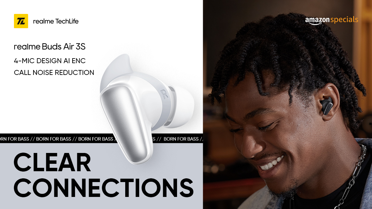 realmenarzoIN's tweet photo. Optimized for perfection! 

Enjoy a 4-Mic Design AI ENC Call Noise Reduction with the #realmeBudsAir3S🔇

#BornForBass

Available on https://t.co/n3vAbwM2m7 &amp; @amazonIN. 
Buy now: https://t.co/8EVEzy0gsG https://t.co/kOLwN6wmj1