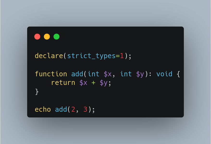 DanielSundayEf1's tweet image. Did you know:
In PHP, you can also specify strict data types for  variables and functions:
but first, prepend declare(strict_types=1) at the beginning of your code
#php_tips
#laravel_tips
#100daysofcode Day 3