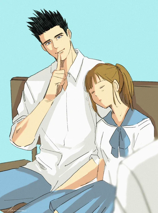※snd,夢主ありベンチで居眠りしてたsndくんを見ながら彼が起きるのを隣で待っていたら、うっかり寝てしまった夢主。sndくんは起きるまで待っていてくれた。#SD夢  #SDプラス 