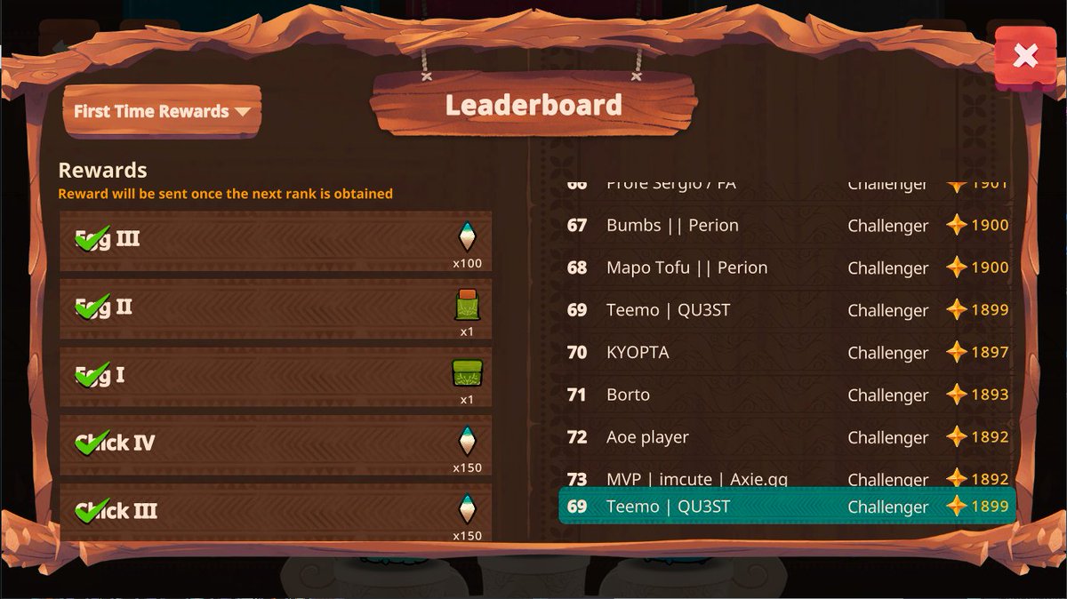 Got the screenshot, see you guys next Season :)      

#AxieOrigins