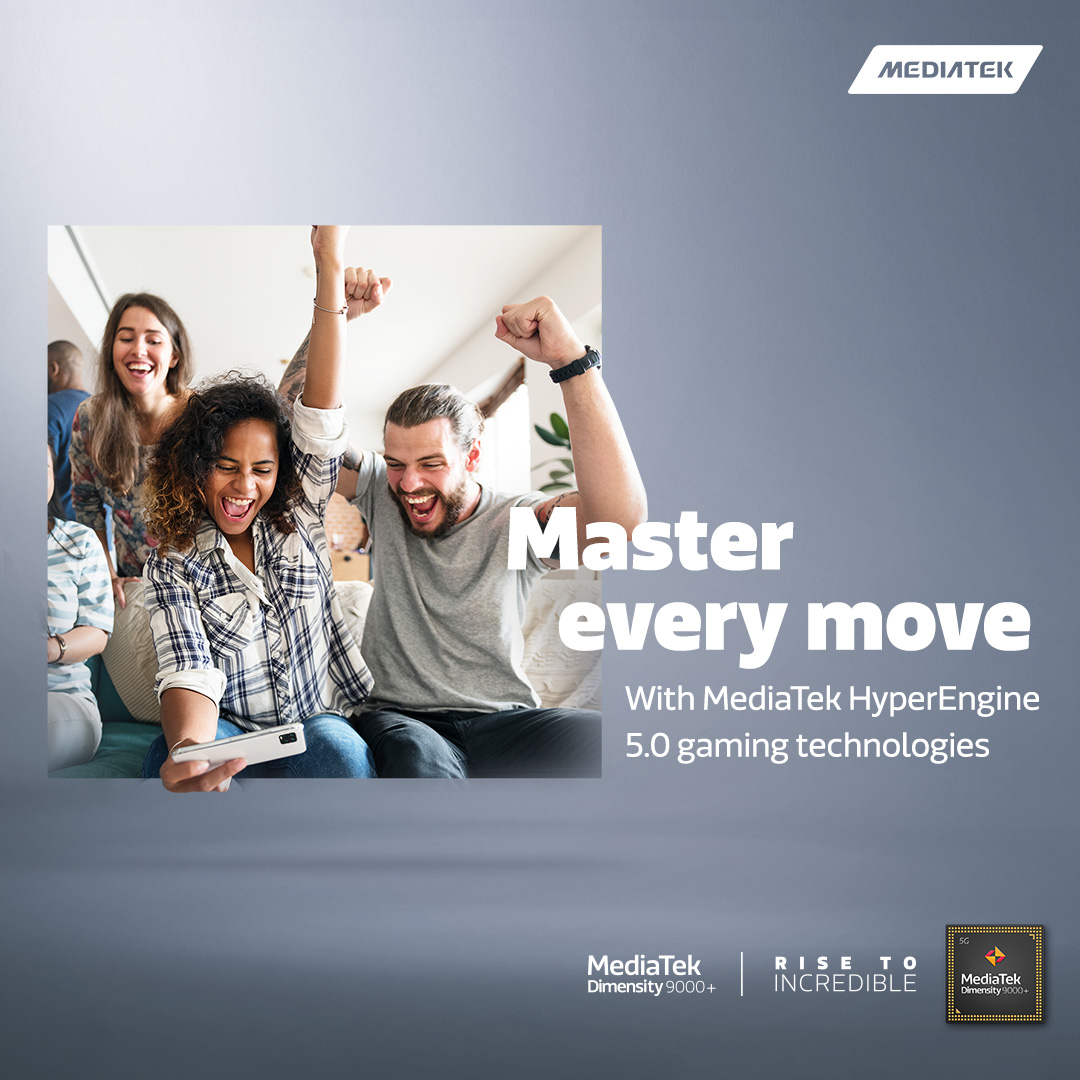 MediaTekIndia's tweet photo. The #MediaTekHyperEngine 5.0 gaming technologies in #MediaTekDimensity 9000+ ensure non-stop action with extended power efficiency and smoother gameplay without suffering connection drops, FPS jitter, input misses, or gameplay hiccups. Know more: https://t.co/bCth9BqFVZ https://t.co/ssX1AfdNK2