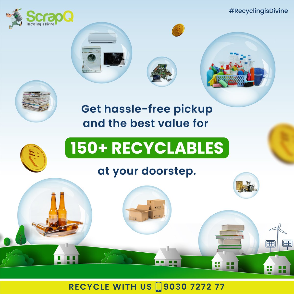 ScrapQ_recycle's tweet photo. Recycling from home is now just a call away! πβ»οΈ
We collect over 150+ types of recyclables and offer the best value instantly. Say goodbye to the hassle and say hello to convenience with ScrapQ!
Call our experts at +91-9030727277
#ScrapQ #Hyderabad https://t.co/oPoK2bk8Q6