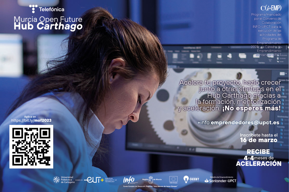 talentUPCT's tweet photo. 💡¿Sabías que además de la formación y mentorización puedes utilizar los recursos disponibles en el #HubCarthago para tu proyecto?
🚀Emprende con la ayuda de @Telefonica @infoRMurcia y @UPCTnoticias
➡️Entra y aplica hasta el 16/3 en https://t.co/apt1vUMO3y
#ActuaLocalSeGlobal https://t.co/LI791HUfmB