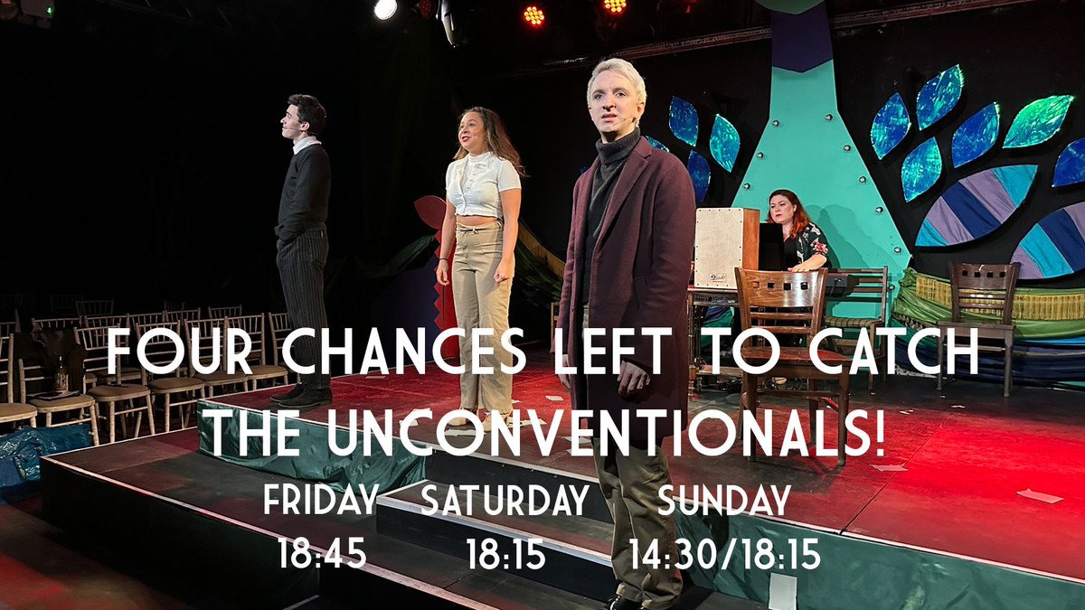 Chromatic Creative (@chromcreative) on Twitter photo FOUR CHANCES LEFT TO CATCH <a href="/UnconMusical/">THE UNCONVENTIONALS | Premieres February 2022</a>!
Friday @ 18:45
Saturday @ 18:15
Sunday @ 14:30 & 18:15
Who's joining us??
linktr.ee/theunconventio… FOUR CHANCES LEFT TO CATCH <a href="/UnconMusical/">THE UNCONVENTIONALS | Premieres February 2022</a>!
Friday @ 18:45
Saturday @ 18:15
Sunday @ 14:30 & 18:15
Who's joining us??
linktr.ee/theunconventio…