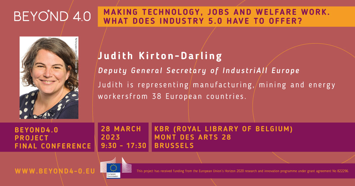 Meet Judith Kirton-Darling from @industriAll_EU
She is a discussant in THE PROMISE OF INDUSTRY 5.0 - HIGH-LEVEL STAKEHOLDERS PANEL at #beyond4.0 final conference, 28.03.
Check the programme & register here: bit.ly/3FKiujd
@Jude_KD #finalconference #beyond4_0 #industry5.0