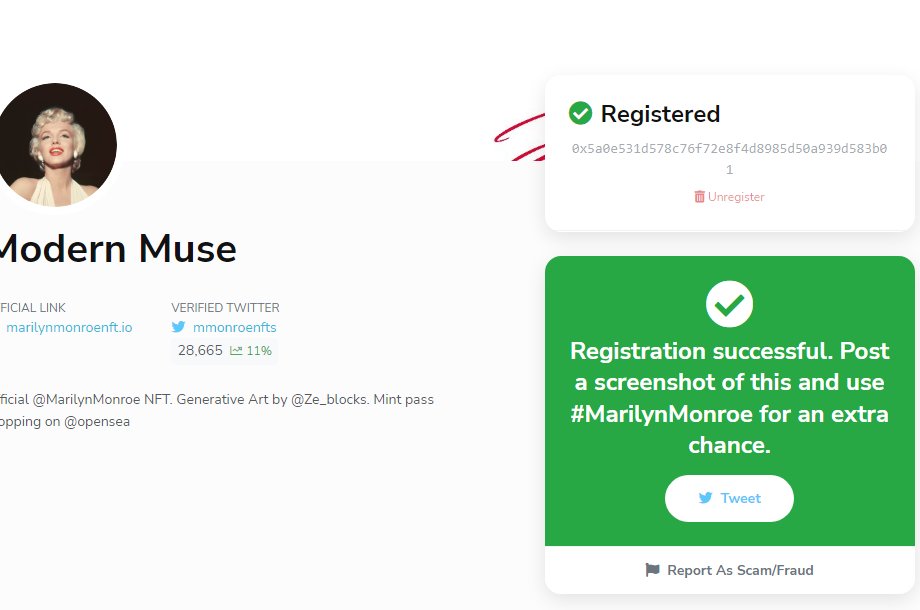 Stephan40569275's tweet photo. 🎉 Just registered for Modern Muse! #MarilynMonroe via @PREMINT https://t.co/37NppEwg5T https://t.co/fbJROahHOm