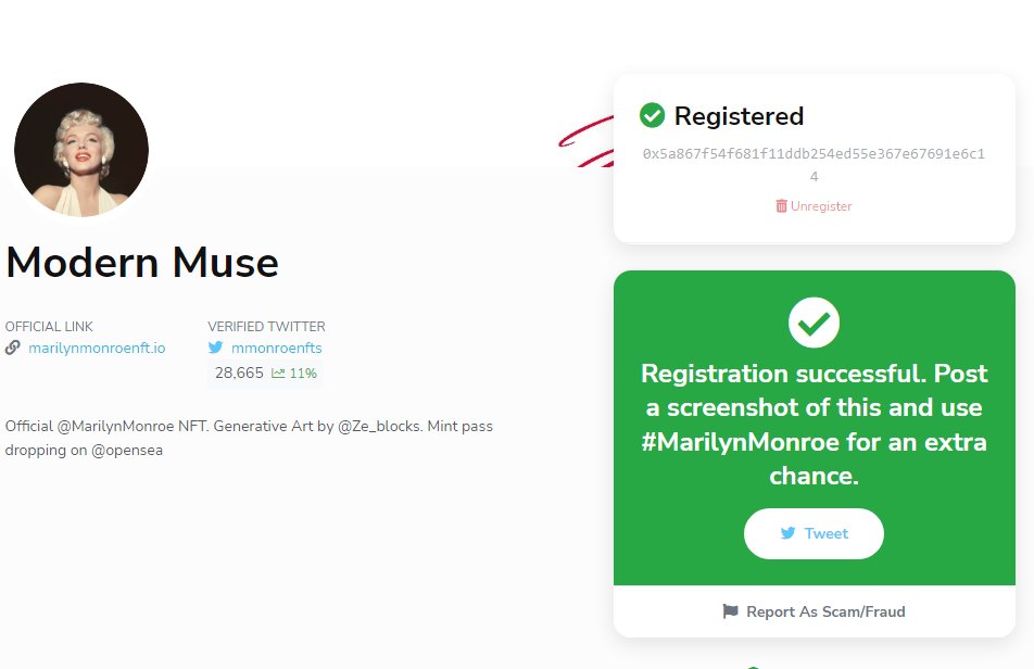 AmberGa55794133's tweet photo. 🎉 Just registered for Modern Muse! #MarilynMonroe via @PREMINT https://t.co/oF4jmKgk47 https://t.co/Rzl9xJickR