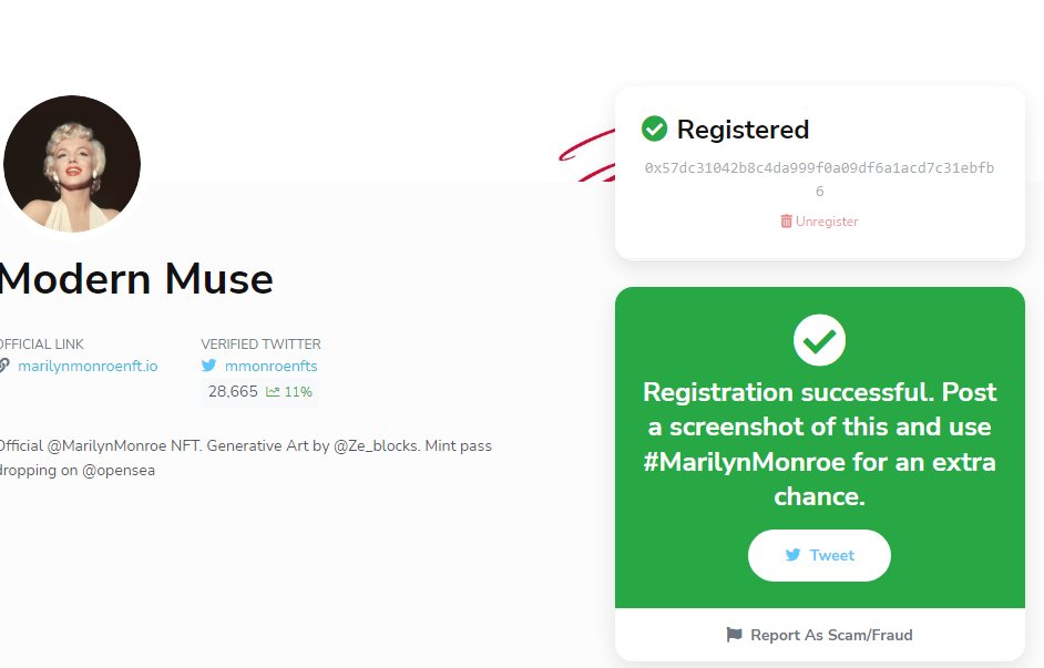 Heather93506007's tweet photo. 🎉 Just registered for Modern Muse! #MarilynMonroe via @PREMINT https://t.co/4KlPT1LO8K https://t.co/LWcPohHUz4