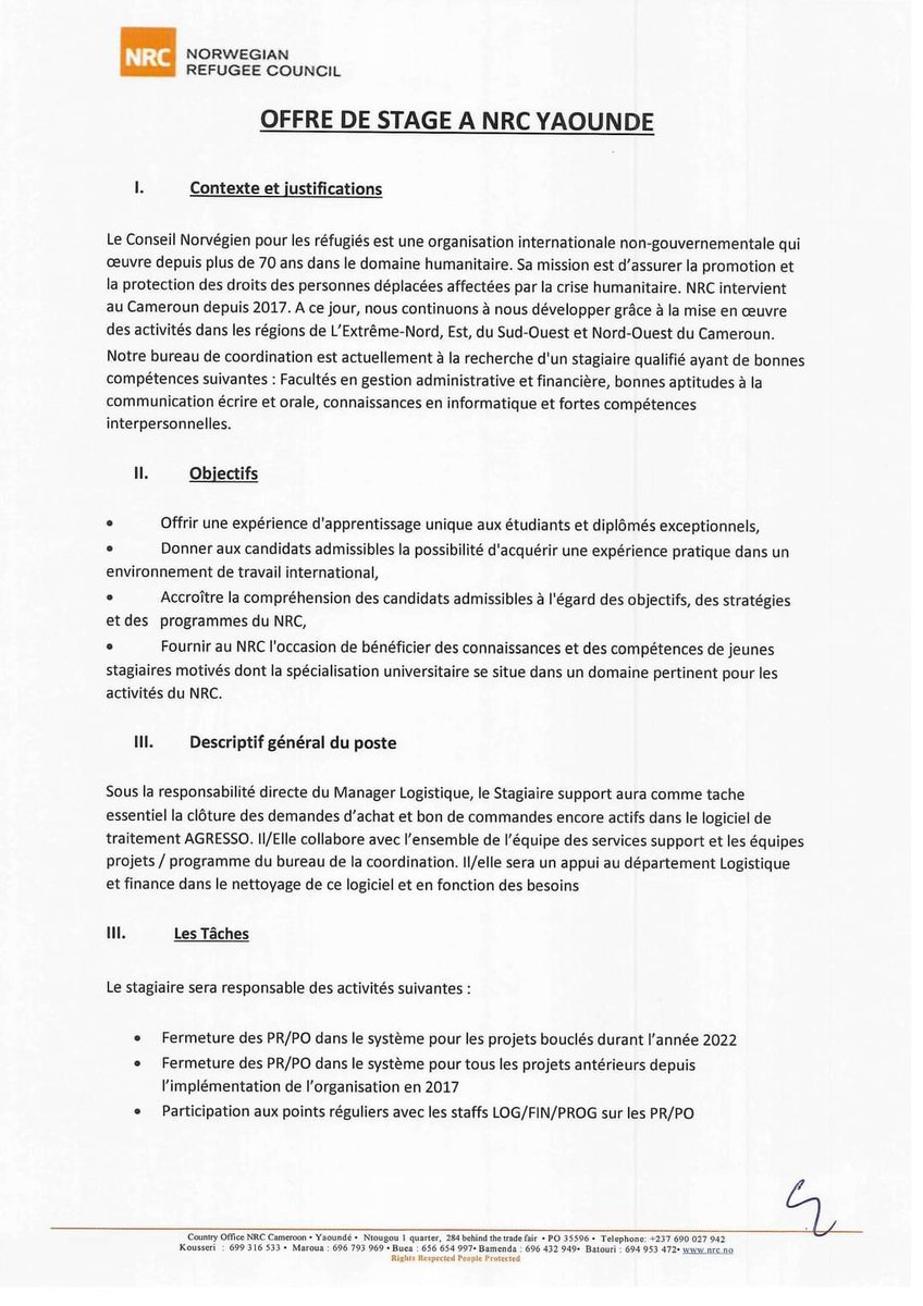 ambefrank's tweet photo. NRC - Norwegian Refugee Council is recruiting for a logistics intern in Yaounde https://t.co/YxUOpkd0aV