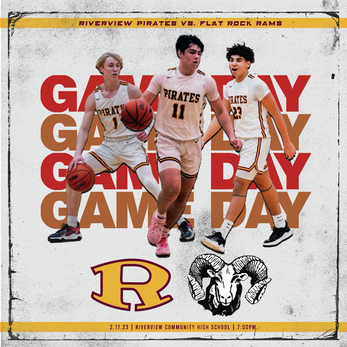 GAME DAY! Pack the stands and support the Bucs as we host the Flat Rock Rams! #GoBucs

🆚: Flat Rock Rams
📍: Riverview Community High School
🕖: 7pm
🎟: $5