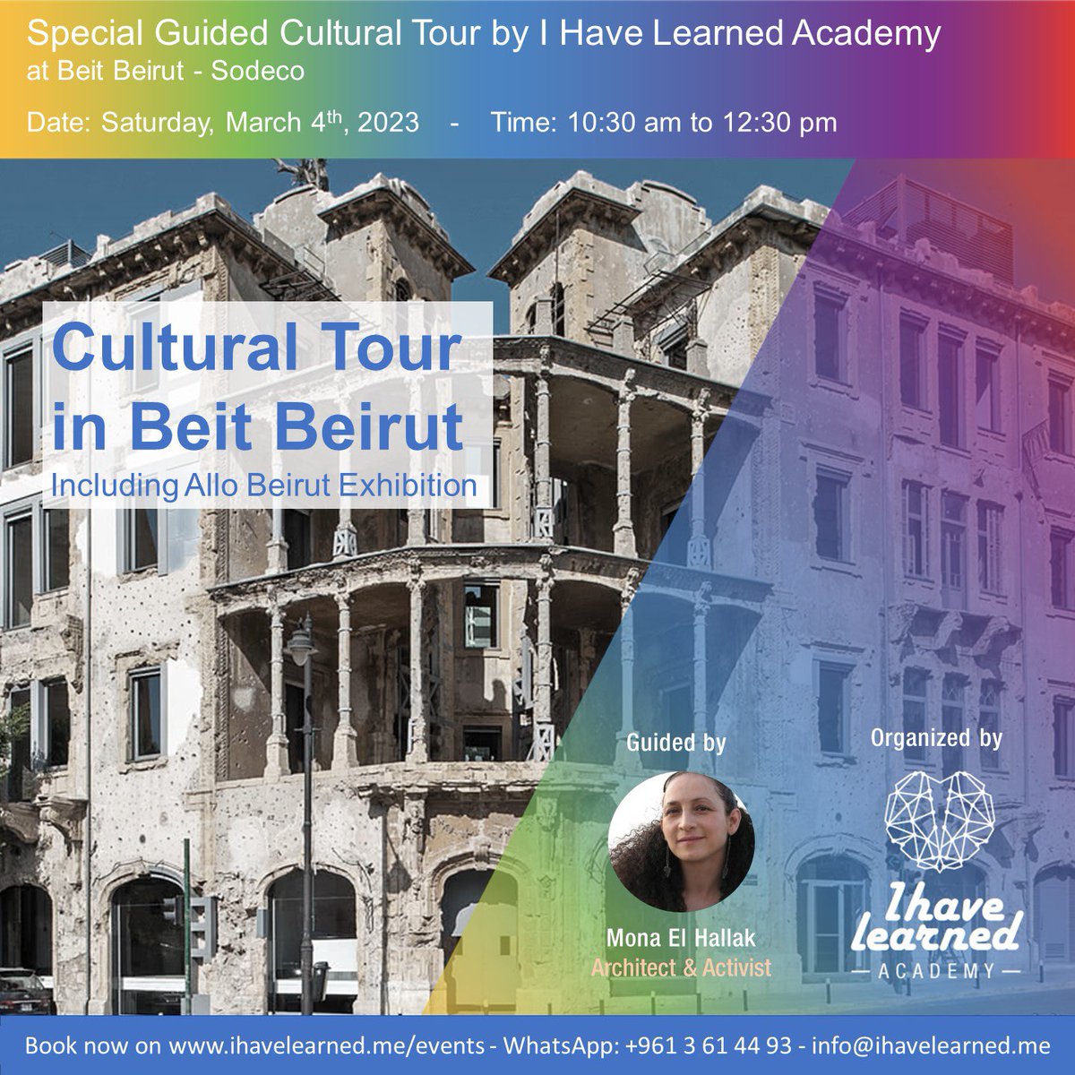 Lebtivity's tweet photo. Discover Beit Beirut and the secrets of this strategic building as well as the expo “Allo Beirut” in a guided tour with Mona El Hallak organized by I Have Learned Academy ✨Full details on https://t.co/BJMTEIcNn7
#culturaltour #culture #beitbeirut #museum #culture #allobeirut https://t.co/9mK182J68M